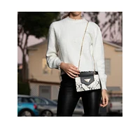 Susu Mini Crossbody Bag Small Leather Snakeskin Black Purse Wristlet Women's Handbag