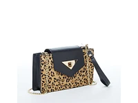 Susu Mini Crossbody Bag Small Leather Leopard Black Purse Wristlet Women's Handbag