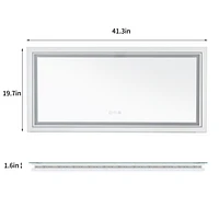 Luvodi 41.3 x 19.7 In Rectangular Led Backlit Illuminated Bathroom Mirror Wall Mounted Makeup Mirror