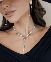Ettika Linear Lux Cultivated Pearl Drop Earrings
