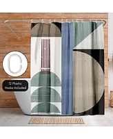 71x74 Modern Abstract Shower Curtain - 100% Polyester - Water-Resistant Bath Curtain