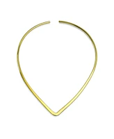 Bling Jewelry Slender V Shape Choker Necklace Yellow Gold Plated Modern Style