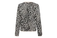 Olsen Women's Leopard Jacquard Zip Front Cardigan