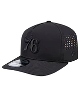 New Era Men's Black Philadelphia 76ers Vented 9FIFTY A-Frame Snapback Hat