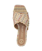 Sam and Libby Women's Khalia Crisscross Block Heel Slide Flat Sandals