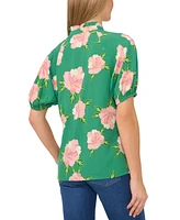 CeCe Women's Floral Printed V-Neck Blouse