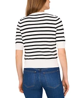 CeCe Women's Short-Sleeve Striped Cardigan