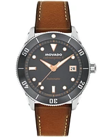 Movado Men's Calendoplan S Swiss Automatic Cognac Leather Watch, 40mm