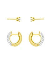 and Now This Clear Crystal Hoop Stud Duo Earrings Set