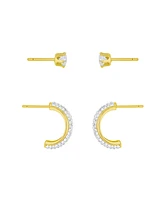 and Now This Clear Crystal Hoop Cubic Zirconia Stud Earrings Set