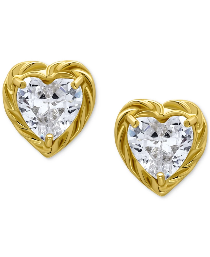 Giani Bernini Cubic Zirconia Heart Rope Frame Stud Earrings, Exclusively at Macy's