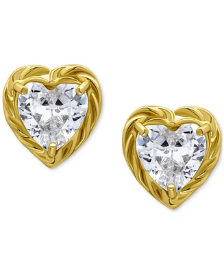 Giani Bernini Cubic Zirconia Heart Rope Frame Stud Earrings, Exclusively at Macy's