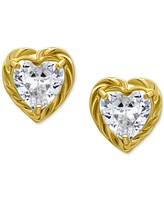 Giani Bernini Cubic Zirconia Heart Rope Frame Stud Earrings, Exclusively at Macy's