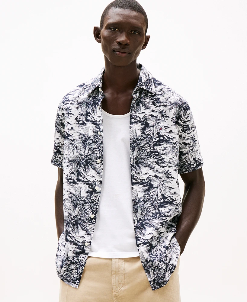 Tommy Hilfiger Men's Regular-Fit Island Print Linen Shirt