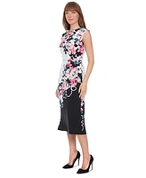 London Times Petites Floral-Print Midi Dress