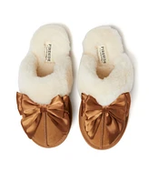 Fireside by Dearfoams Women's Sydney Genuine Shearling Scuff with Bow