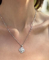 Adornia Silver Adjustable Cultivated Pearl-Studded Clover Necklace