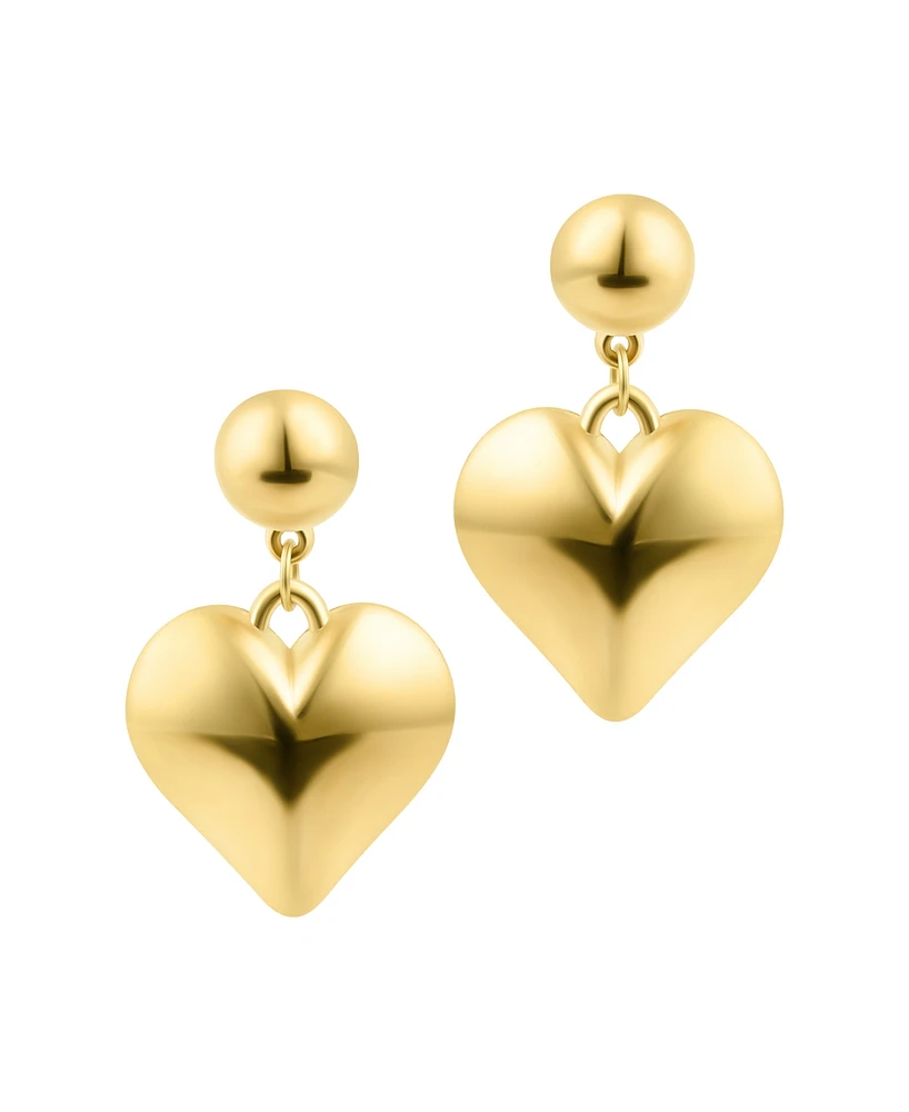 Adornia Gold Puffy Heart Drop Earrings