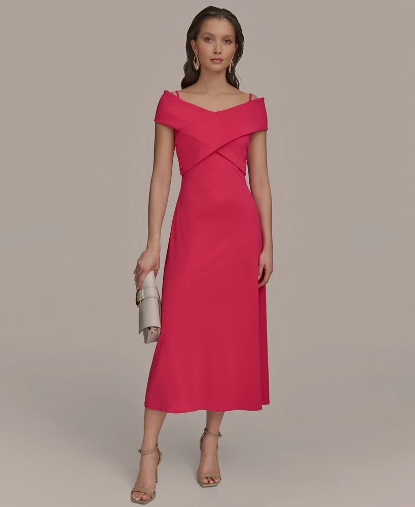 Donna Karan New York Women's Criss-Cross Off-Shoulder Dress