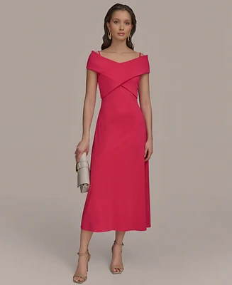 Donna Karan New York Women's Criss-Cross Off-Shoulder Dress