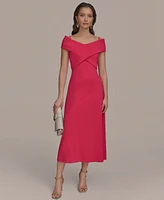 Donna Karan New York Women's Criss-Cross Off-Shoulder Dress
