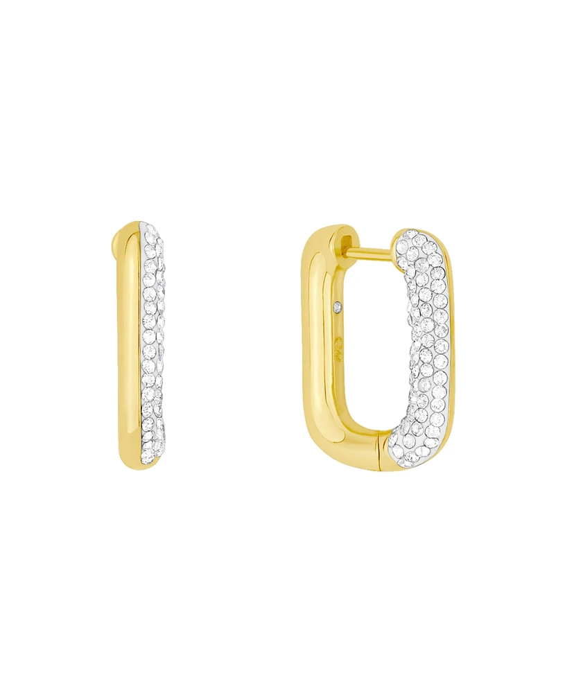 And Now This Clear Crystal Rectangular Shaped Hoop Earrings