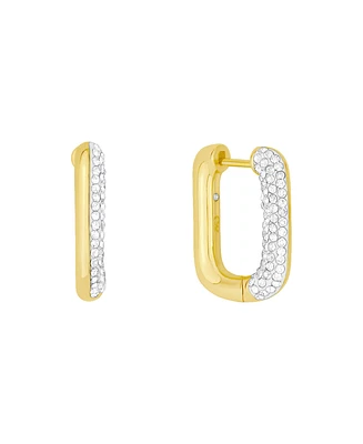 And Now This Clear Crystal Rectangular Shaped Hoop Earrings