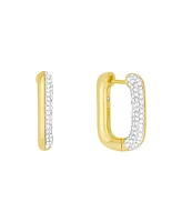 And Now This Clear Crystal Rectangular Shaped Hoop Earrings