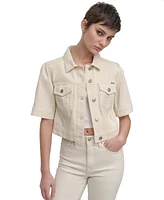 Dkny Jeans Women's Cropped Short-Sleeve Denim Jacket - Ecr