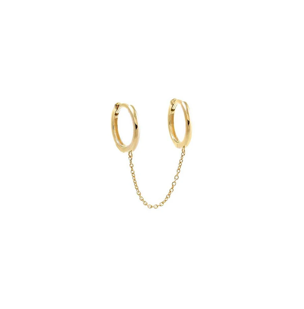 Solid Chain Double Huggie Earring 14K