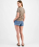 Lucky Brand Embroidered T Shirt Cutoff Denim Shorts