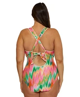 Becca Etc Plus Mirage Lace-Up One-Piece Swimsuit