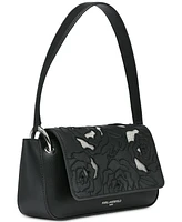 Karl Lagerfeld Paris Monet Floral Embroidery Small Leather Shoulder Bag