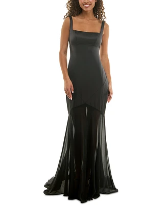 Alex & Sophia Juniors' Chiffon-Bottom Gown