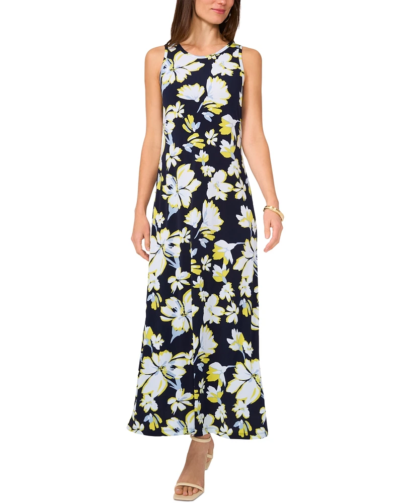 Vince Camuto Women's Floral-Print Back-Slit Sleeveless Maxi Dress