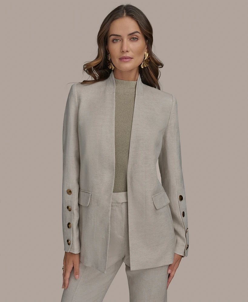 Donna Karan New York Women's Linen-Blend Button-Sleeve Blazer