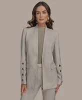 Donna Karan New York Women's Linen-Blend Button-Sleeve Blazer