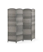 4-Panel Folding Privacy Screen with Hand-Woven Pattern Stylish Room Divider for Home, Office, or Living Room
