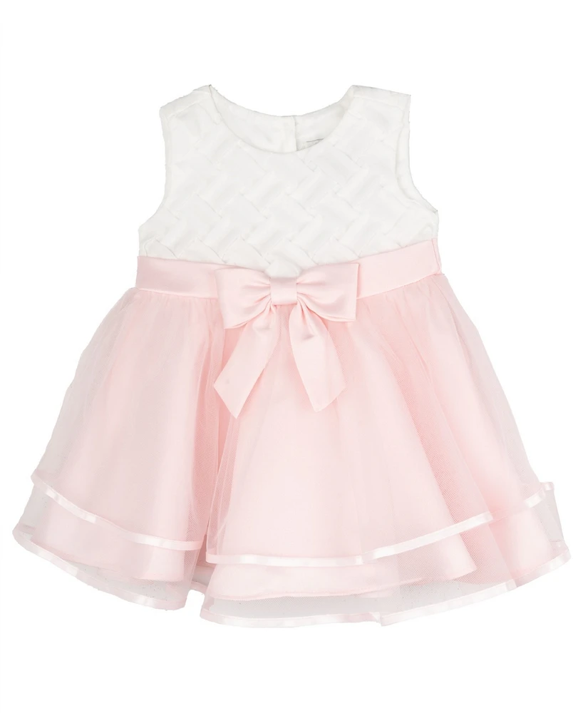 Rare Editions Baby Girl Two-Tone Basket Weave Social Dress
