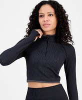 Id Ideology Women's Half-Zip Crop Long-Sleeve Top, Exclusively at Macy's