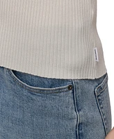 Dkny Jeans Womens Ribbed V-Neck Polo Sweater