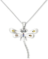 Marcasite (1/4 ct. t.w.) & Agate (1 ct. t.w.) Dragonfly 18" Pendant Necklace in Sterling Silver