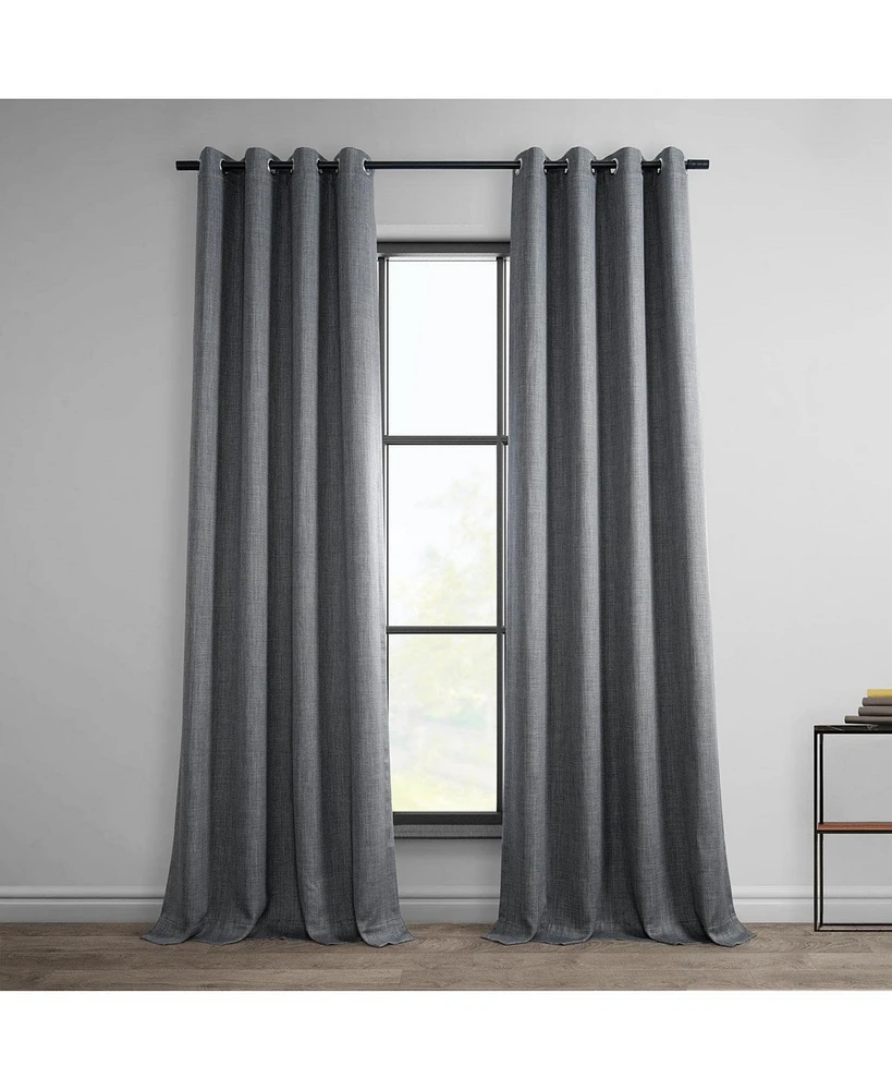Half Price Drapes Dark Gravel Grommet Textured Faux Linen Room Darkening Curtain
