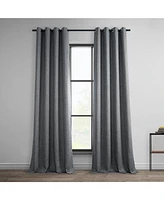 Half Price Drapes Dark Gravel Grommet Textured Faux Linen Room Darkening Curtain