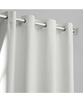Half Price Drapes Starlight Off White Grommet Thermal Cross Linen Weave Blackout Curtain