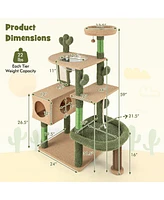 Gymax 59'' Cactus Cat Tree for Indoor Cats w/ Sisal Scratching Posts & Board Condo