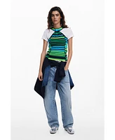 Desigual Women's Striped knit T-shirt with seams