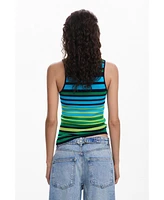Desigual Women's Striped knit T-shirt with seams