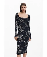 Desigual Women's Square neckline dress Lettering