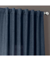 Half Price Drapes Sergeants Blue Italian Faux Linen Room Darkening Curtain